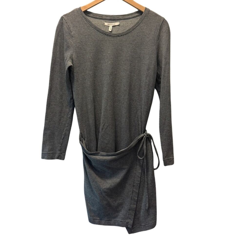 Avec Les Filles Womens Black White Striped Side Tie T-Shirts Dress Size Medium